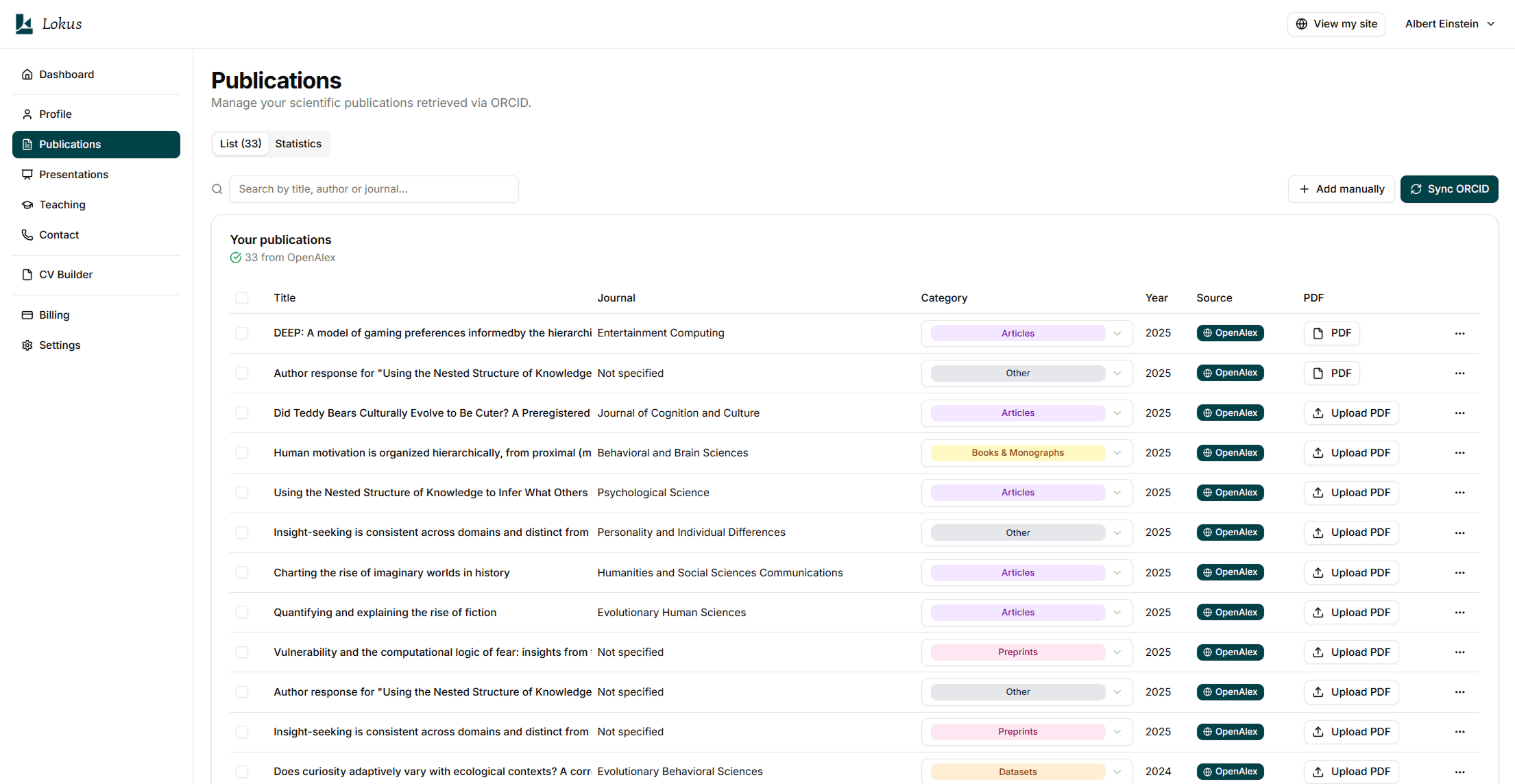 Researcher website example
